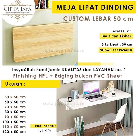 Jual Cipta Jaya Custom Meja Lipat Dinding Belajar Kerja Makan Laptop