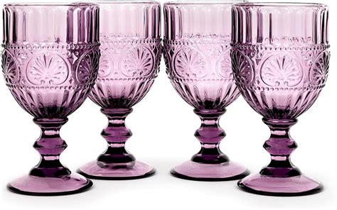 American Atelier Vintage Purple Wine Glasses Set Of 4 Wine Goblets Colored