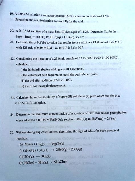 Solved M Solution Monoprotic Acid Ha Has Percent Ionization Of