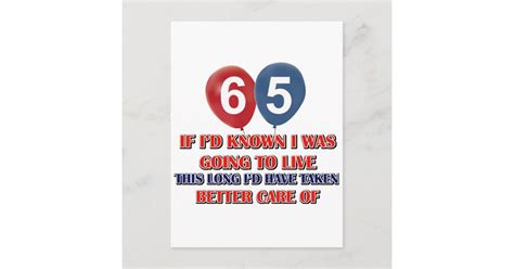 Funny 65 year old birthday postcard | Zazzle