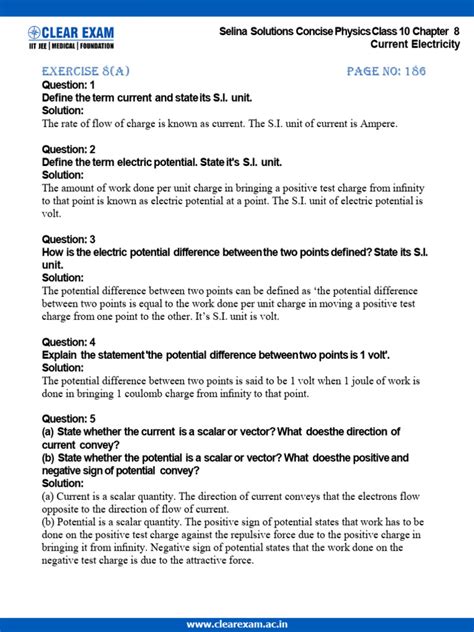Concise Selina Solutions Physics Class 10 Chapter 8 Current Electricity ... 