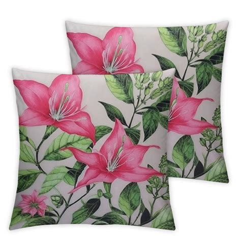 Onetech Throw Pillow Cover Tropical Leaf Foliar Bougainvillea Flower