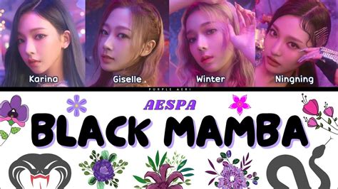 BLACK MAMBA AESPA 에스파 COLOR CODED LYRICS ROMANIZATION LIRIK