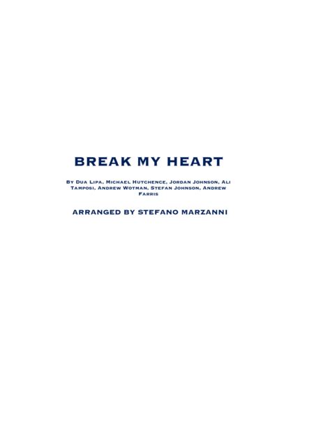 Break My Heart Sheet Music Dua Lipa Piano Solo