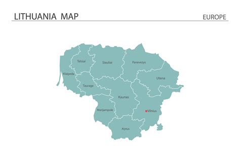 Lithuania map vector on white background. Map have all province and ...