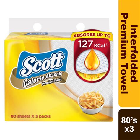 SCOTT CALORIE ABSORB Interfolded Premium Towel 80 S X 3 Lazada