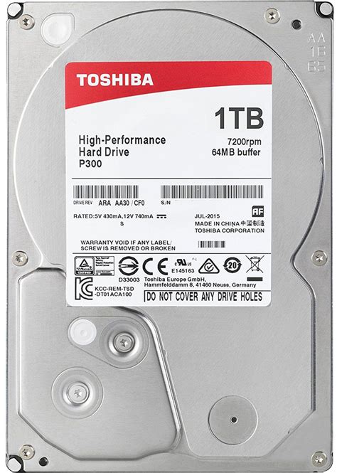 Жесткий диск Toshiba P300 1TB 7200rpm 64MB HDWD110UZSVA 3.5 SATA III ...