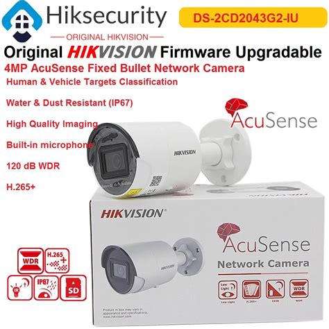 54a Hikvision Ip Camera 4mp Ds 2cd2043g2 Iu Acusense Fixed Bullet Built