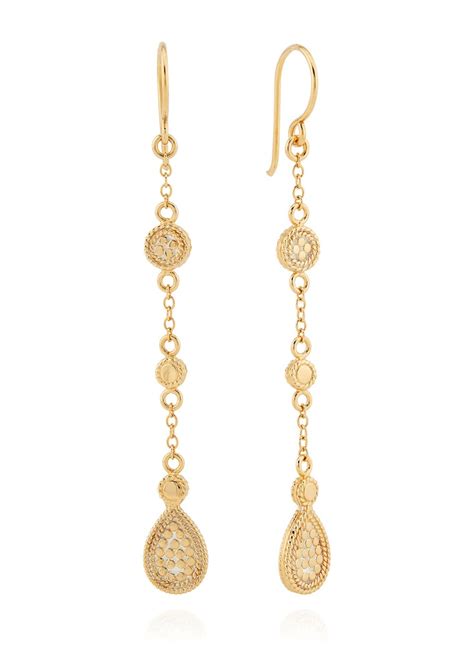 Anna Beck Morning Glory Beaded Triple Drop Earrings Gold