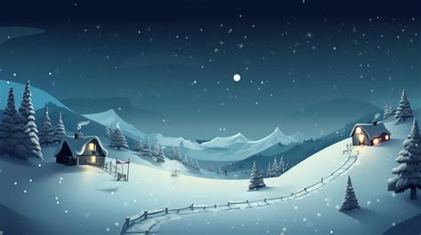 Landscape Snowy Christmas With And Icy Scenery At Night Backgrounds