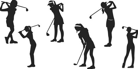 A young woman playing golf silhouette vector 35060925 Vector Art at ...