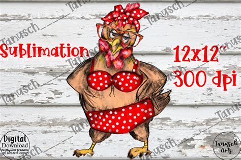 Chicken Lady In Red Bikini Sublimation Graphic By TanuschArts Creative Fabrica