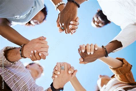 Diversity Support And People Holding Hands In Trust And Unity For