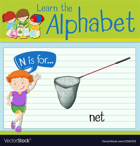 Flashcard Letter N Is For Net Royalty Free Vector Image