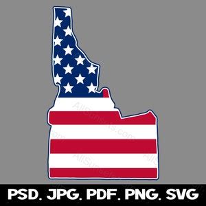 Idaho State Shape American Flag Svg Png Jpg Pdf Psd File Types ...