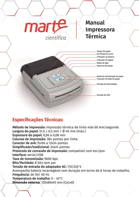 Manual De Instru Es Impressora T Rmica Port Til Marte Cient Fica