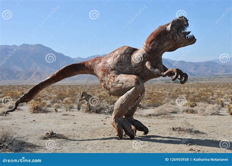 T Rex Dinosaur Metal Sculpture At Anza Borrego Desert California