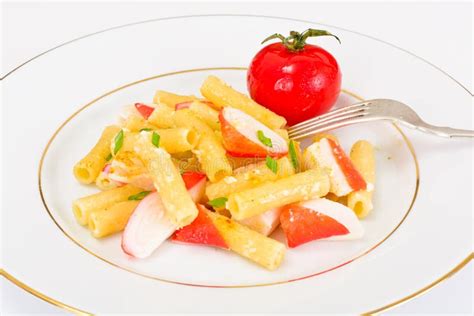 Pasta with Crab Sticks and Cheese Stock Image - Image of ingredient ...