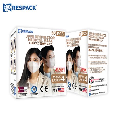 JP98 Respirator Medical Face Mask Pearl White PackXpress By RESPACK