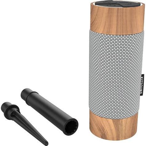 Kitsound Diggit Enceinte Bluetooth Nomade Étanche Gris Effet Bois