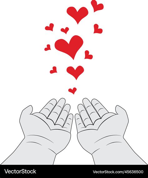 Cartoon Hand Give Red Heart To Another Isolated Vector Image