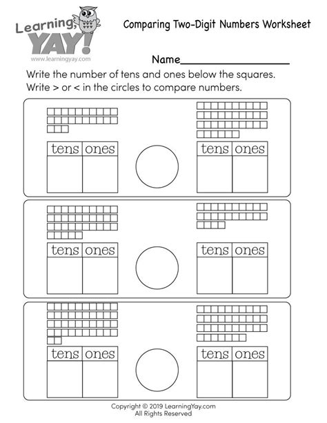 First Grade Comparing Two Digit Numbers Worksheet St Grade Math