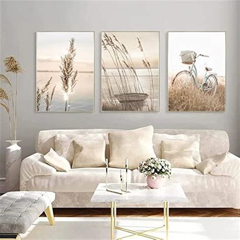 Amazon De Trayosin 3er Design Poster Set Wandbilder Boho Pampasgras