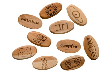 Aboriginal Symbol Wooden Stones Preschool Equipment