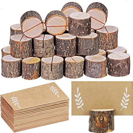 Amazon Pcs Rustic Wood Place Card Holders Circular Table