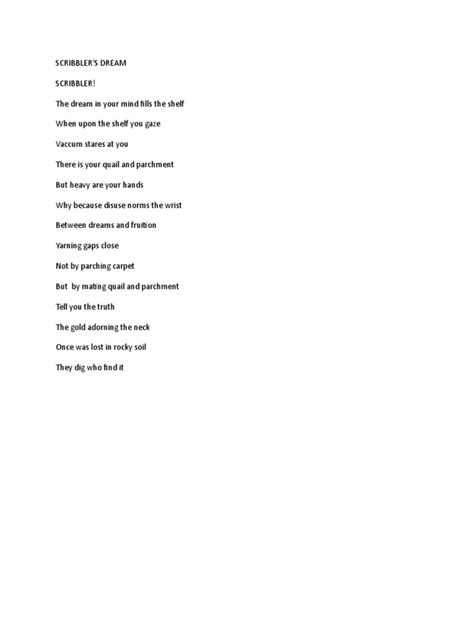 Scribblers Dream Poem Pdf