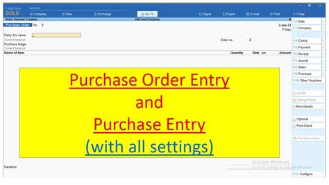 Purchase Order Entry And Purchase Entry In Tally Prime Tally Prime