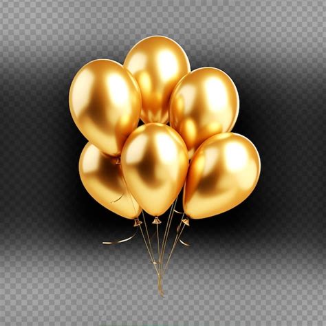 Conjunto De Globos Dorados Aislados Archivo PSD Premium