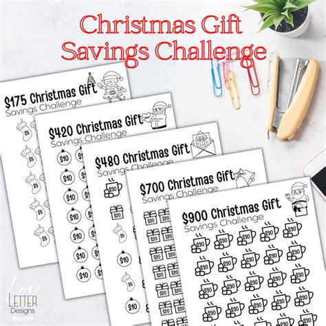 Christmas Savings Challenge Printable Files Personal Finance Etsy