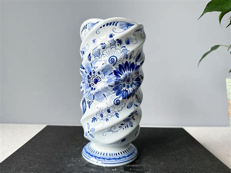 Vintage Delft Blue Vase Delft Blue Hand Painted Vase Original