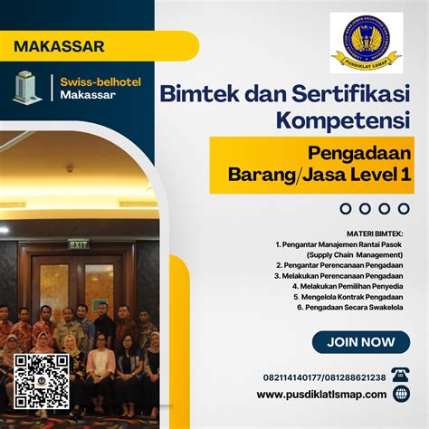 Jadwal Bimtek Ujian Sertifikasi PBJP Level 1 Di Makassar 2023 2024