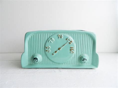 Vintage Aqua Ceramic Radio Planter S Retro Kitschy Pottery