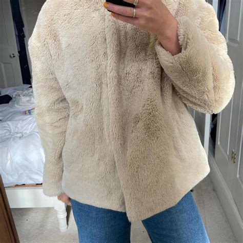 Beige Nude Zara Fur Teddy Bear Jacket Size Small Depop