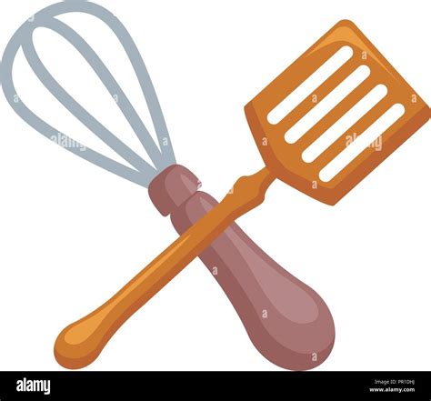 Cutlery Kitchen Crossed Whisk And Skimmer Vector Illustration Stock Vector Image And Art Alamy