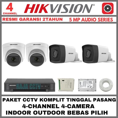 Jual PAKET CCTV HIKVISION 5MP 4 CHANNEL 4 CAMERA TURBO HD KAMERA CCTV