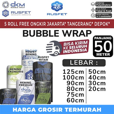 Jual Plastik Bubble Wrap Packing 50M TEBAL RUSFET DKM Bubblewrap ROLL