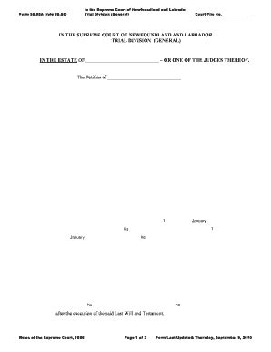 Fillable Online Court Nl Supreme Court Of Newfoundland And Labrador