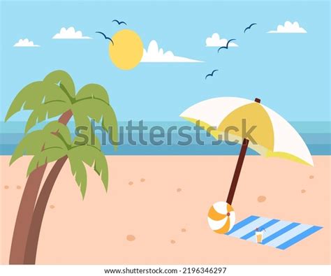 Vector Cartoon Style Background Summer Beach Stock Vector (Royalty Free) 2196346297 | Shutterstock