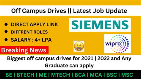 Wipro Siemens Off Campus Drives Any Graduate Can Apply Latest Off