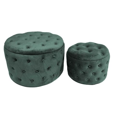 Set Di 2 Pouf Contenitori In Velluto Verde Salvia Maisons Du Monde