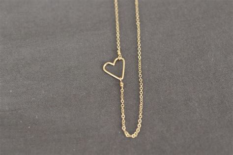 Gold Heart Necklace Valentine S Day T Gold Necklace Etsy