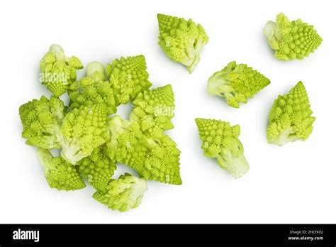 Romanesco Broccoli Cabbage Or Roman Cauliflower Isolated On White