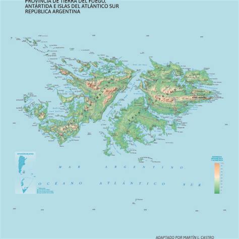 CARTA TOPOGRÁFICA ISLAS MALVINAS PROVINCIA DE TIERRA DEL FUEGO