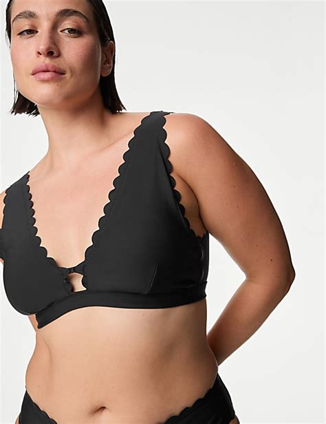 Buy Neoprene Padded Scallop Plunge Bikini Top At Marks Spencer