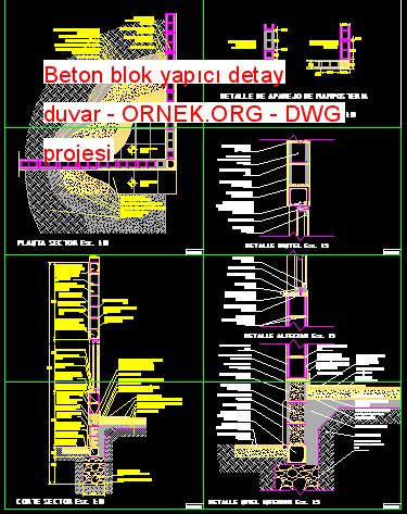 Beton Blok Yap C Detay Duvar Dwg Projesi Autocad Projeler