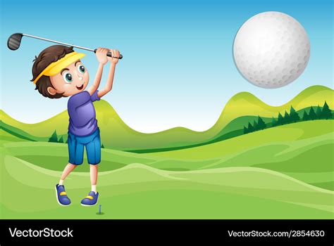 Boy Playing Golf Royalty Free Vector Image Vectorstock